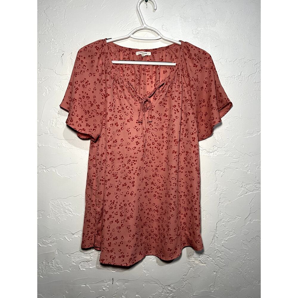 Maurices Pink Floral Short Sleeve Blouse